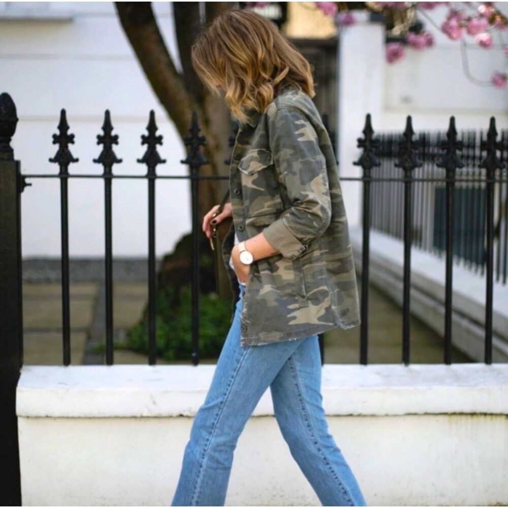 Buffalo David Button Army Camo Anorak Military Jacket Women's Medium